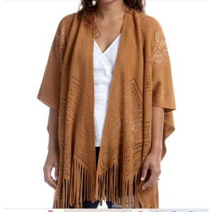 Chanasya Rustic Almond Rust Camel Fall Knitted Scialle Wrap Shawl Fringe Boho